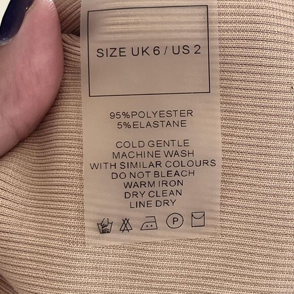 Manière De Voir Skirt Womens US 2 Beige One Shoulder Asymmetric Ribbed Bodycon - Picture 4 of 6